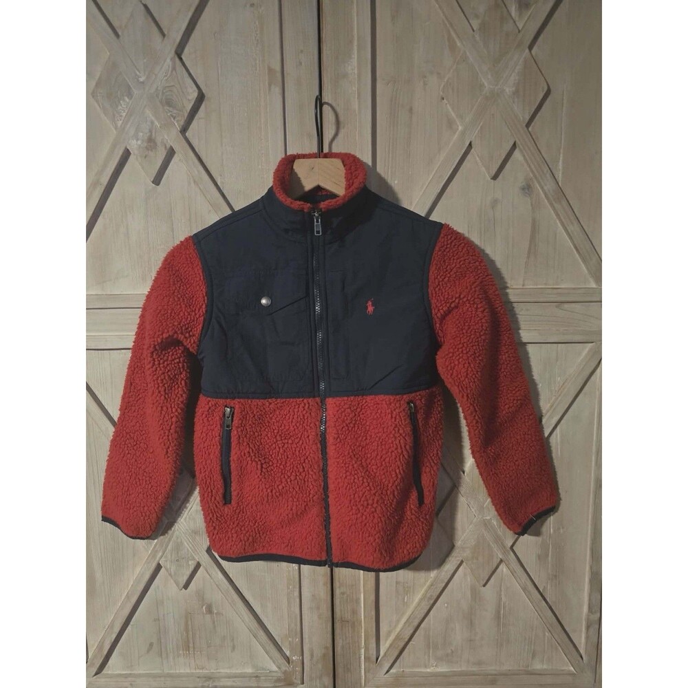 POLO RALPH LAUREN COLOR BLOCKED HYBRID JACKET RED/HUNTER NAVY SZ  8
